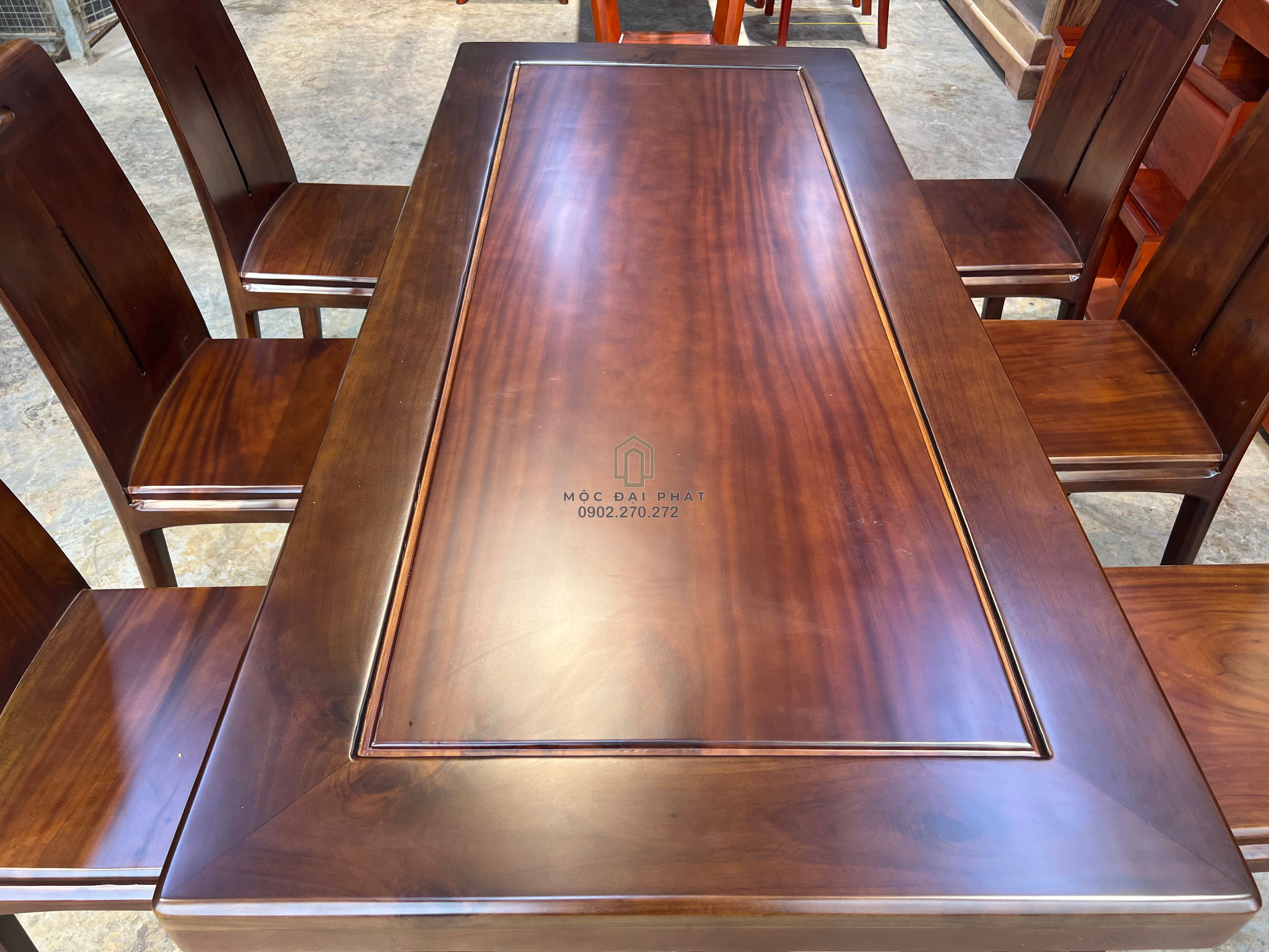 Bàn Ăn Hiện Đại 6 Ghế Gỗ Lim Màu Walnut (Mã: BA-06) Thumbnail 4