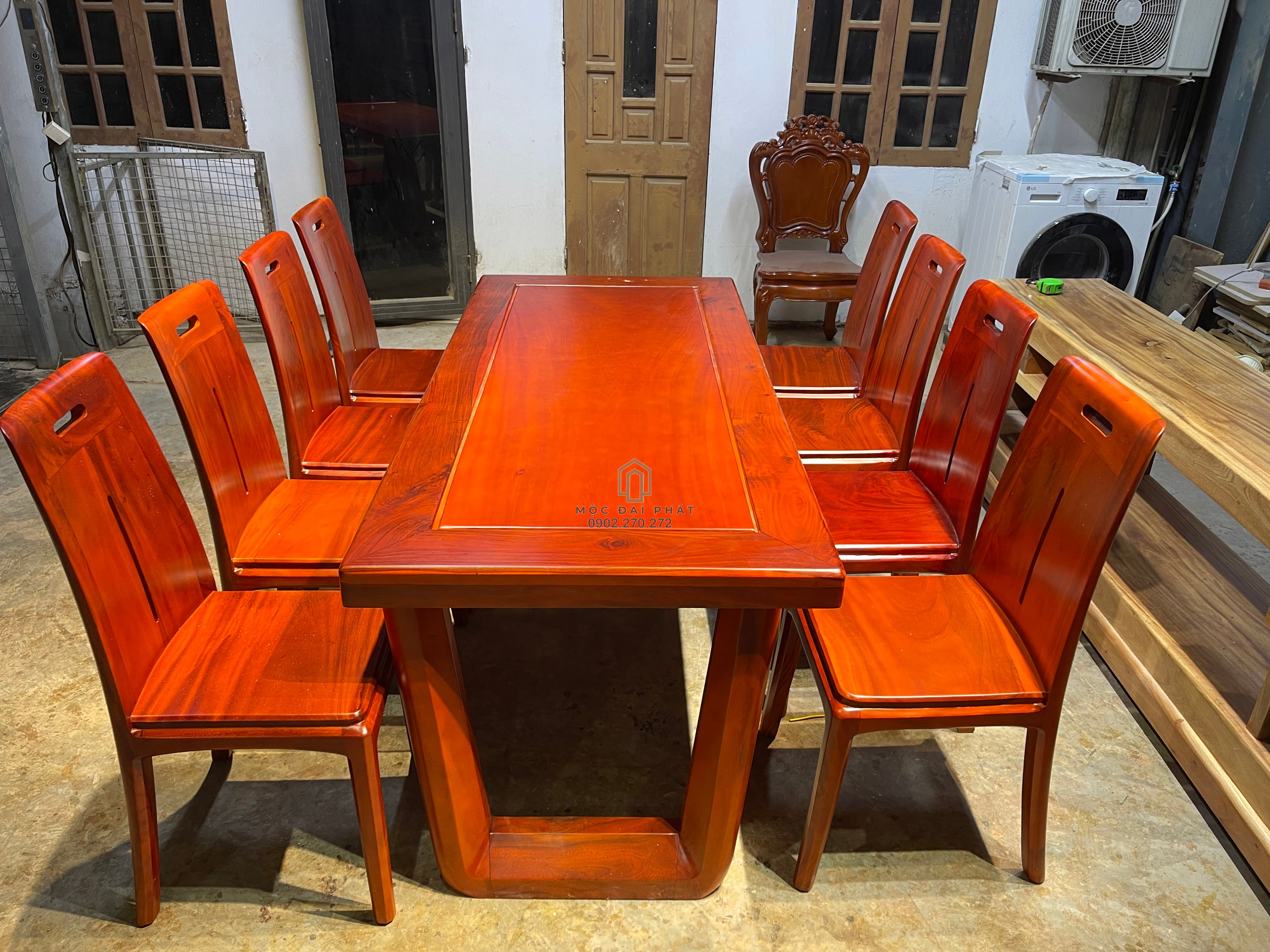 Bàn Ăn Hiện Đại 8 Ghế Chân Chữ U Gỗ Lim (Mã: BA-08) Thumbnail 5