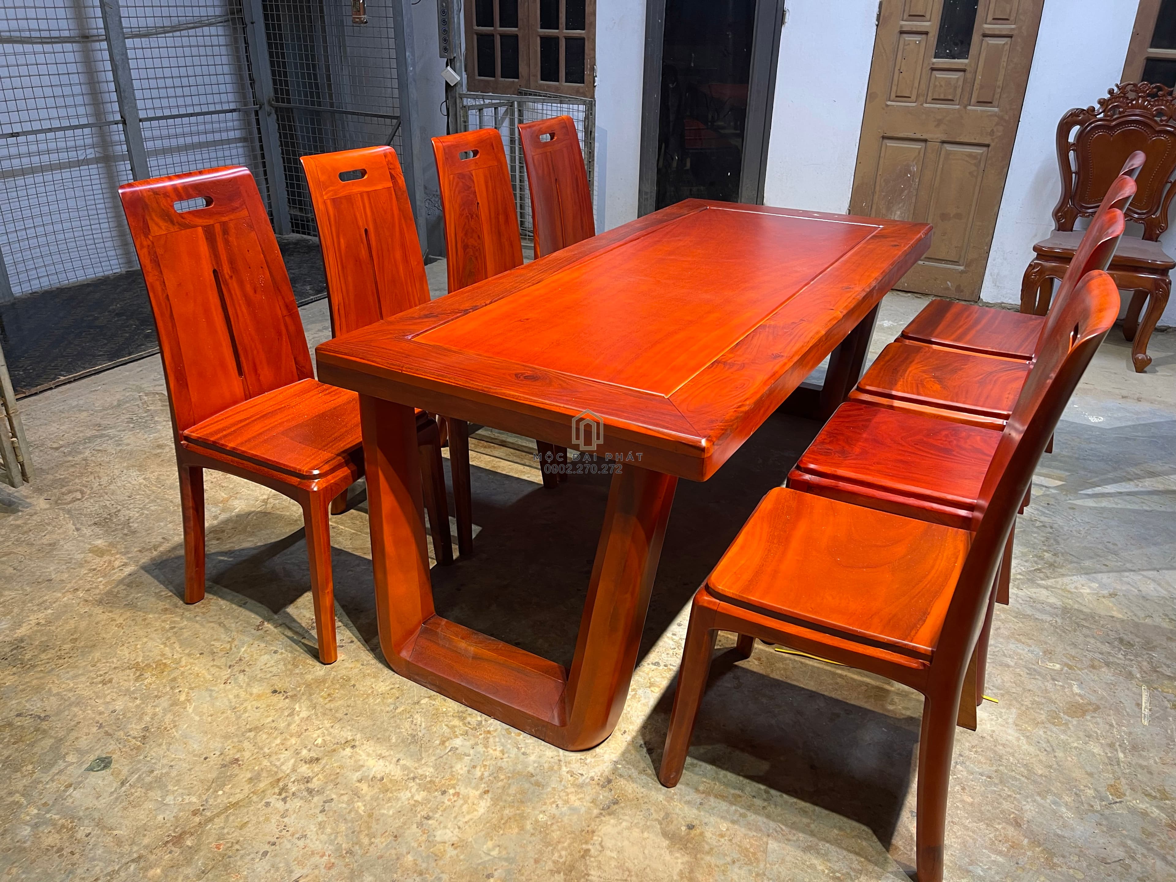 Bàn Ăn Hiện Đại 8 Ghế Chân Chữ U Gỗ Lim (Mã: BA-08) Thumbnail 6