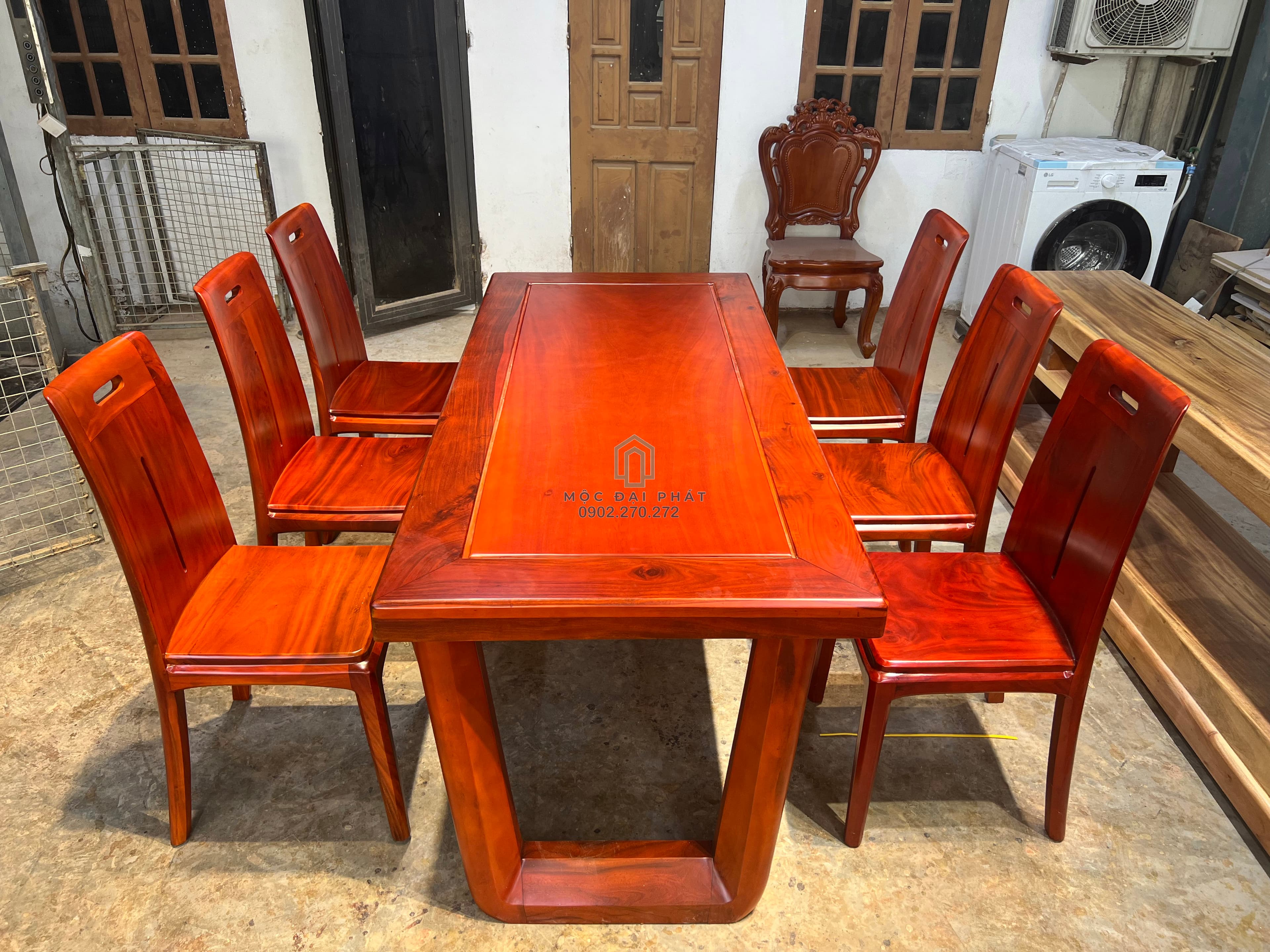 Bàn Ăn 6 Ghế Chân Chữ U Gỗ Lim Nam Phi (Mã: BA-07)